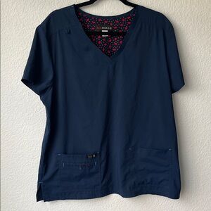 Koi Basics Women's Navy V-Neck Medical Scrub Top